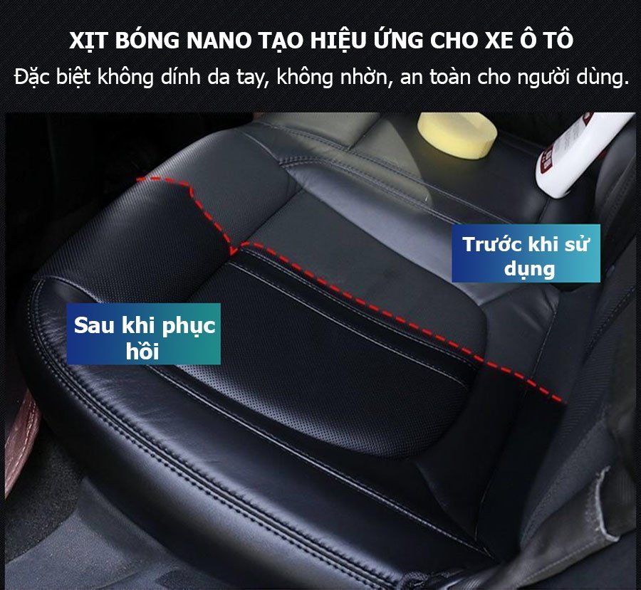 Chai xịt phục hồi nhựa xe, nội thất oto - xe máy, ghế da, balo Hàn Quốc