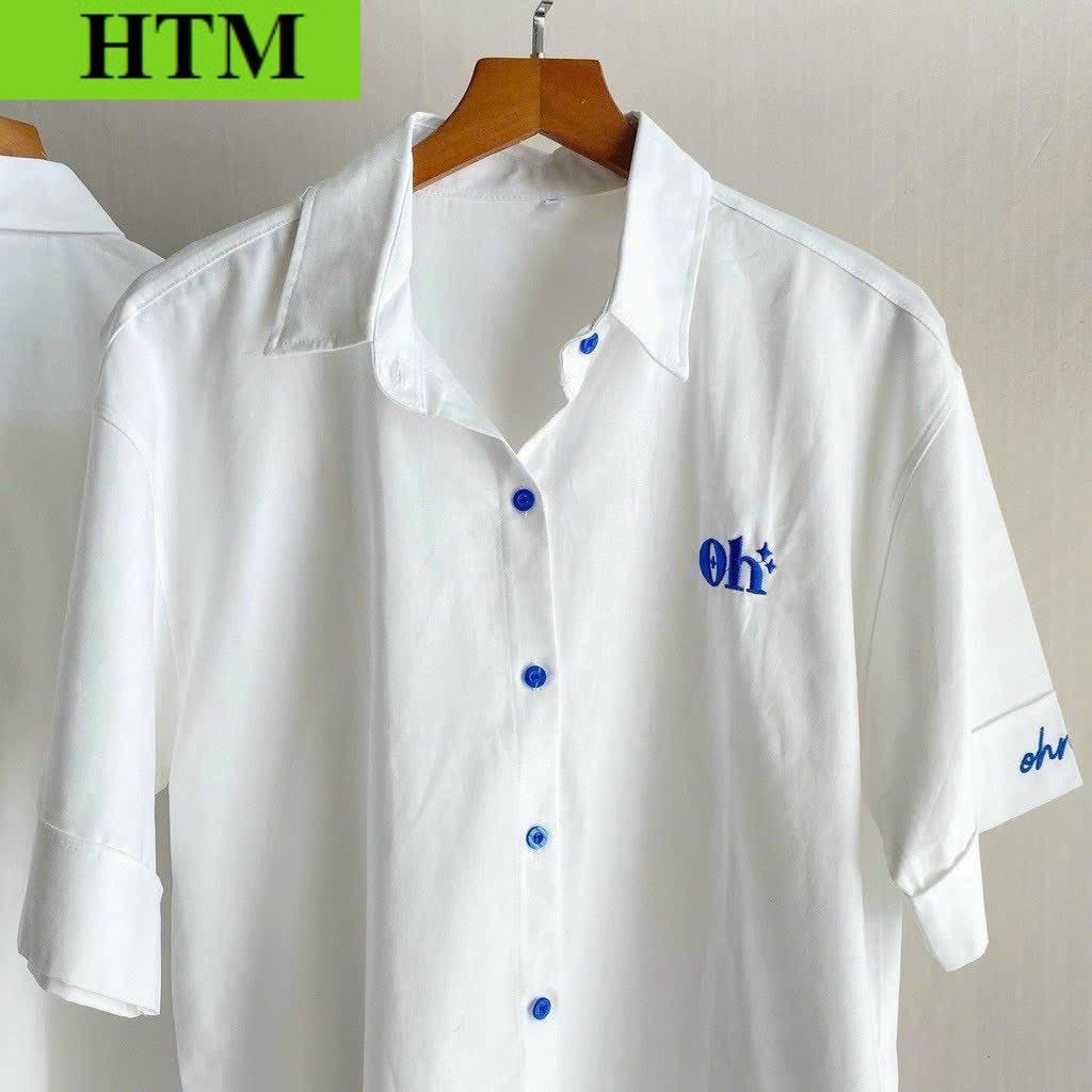 [FREESHIP] Áo Sơ Mi Nam Nữ Phối Theo Phong Cách Form Rộng Chất Vải Mát Mẻ Hình In Sắc Nét Hàng Hot Trend HTM FASHION - Trắng