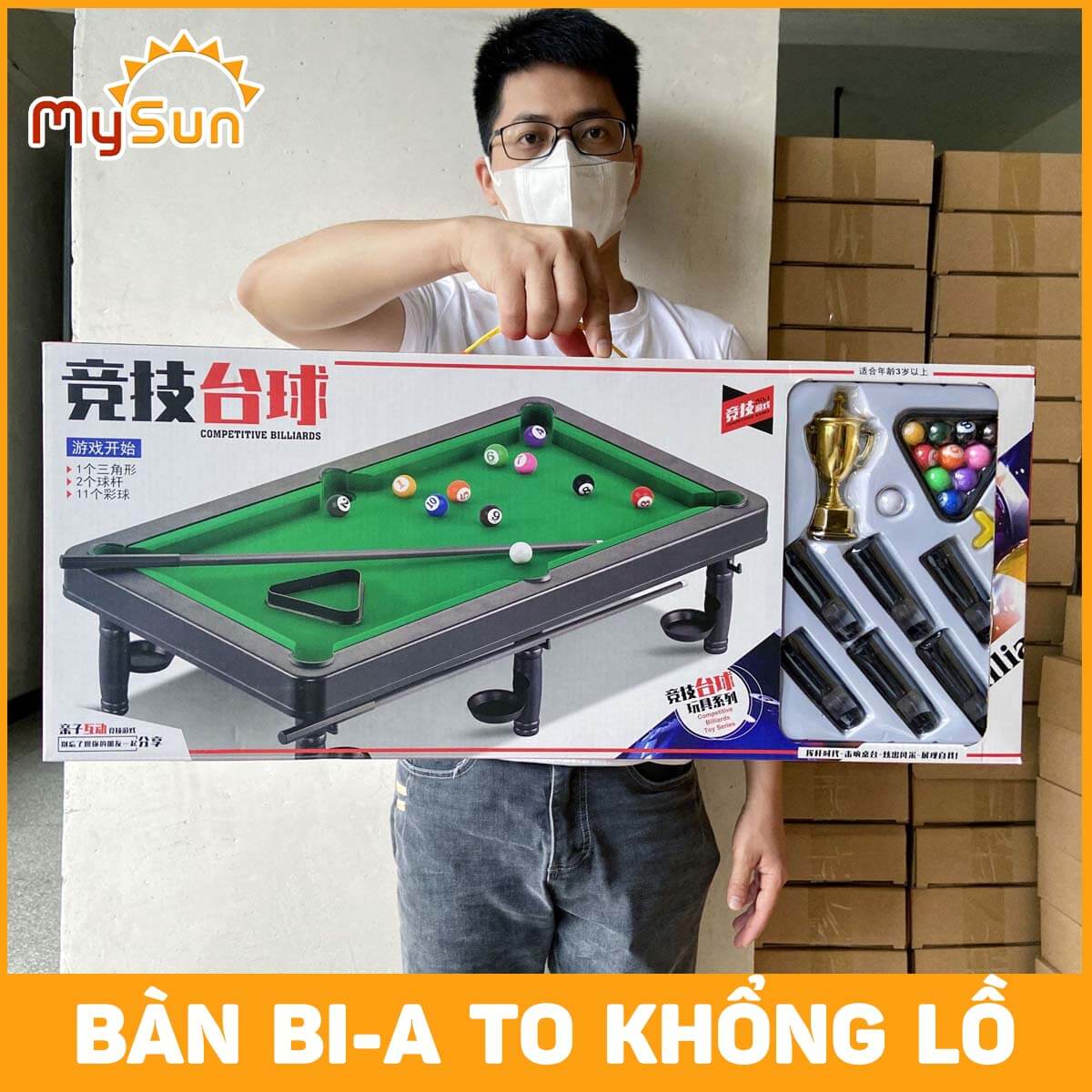 Bàn bi a bida mini cỡ lớn cho trẻ em bé giá rẻ đồ chơi MySun