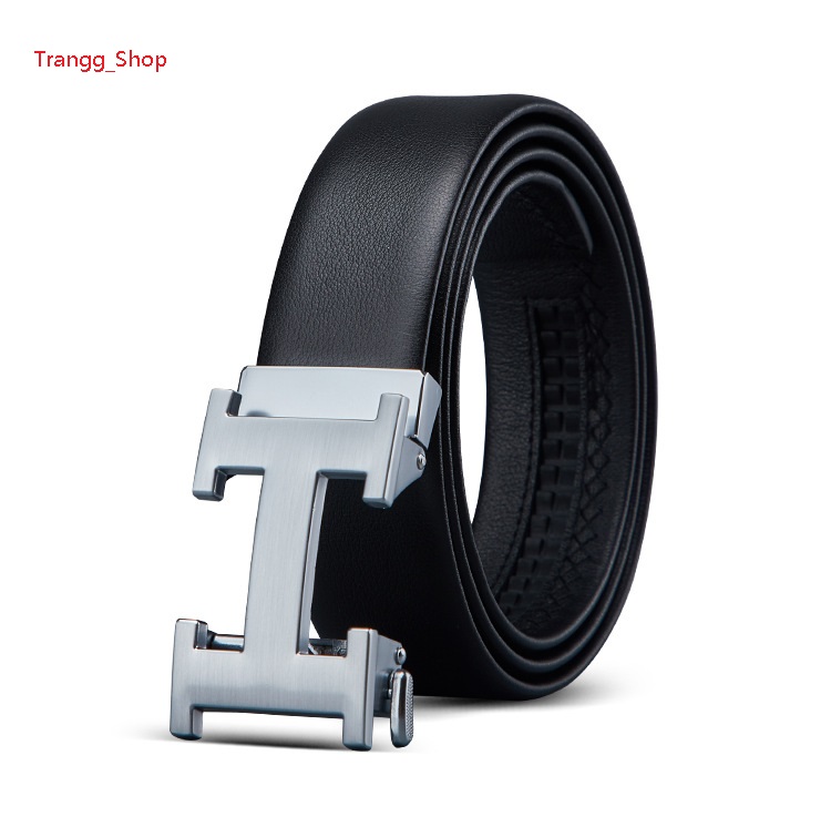 Thắt lưng da nam cao cấp Caecn Koen- dây nịt da bò 2 lớp -Full hộp đựng cao cấp - Mặt bạc
