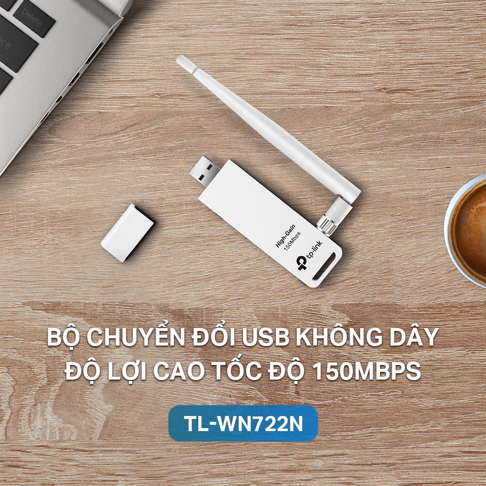 Bộ Thu Wifi USB TP-Link TL-WN722N Chuẩn N 150Mbps - Hàng Chính Hãng