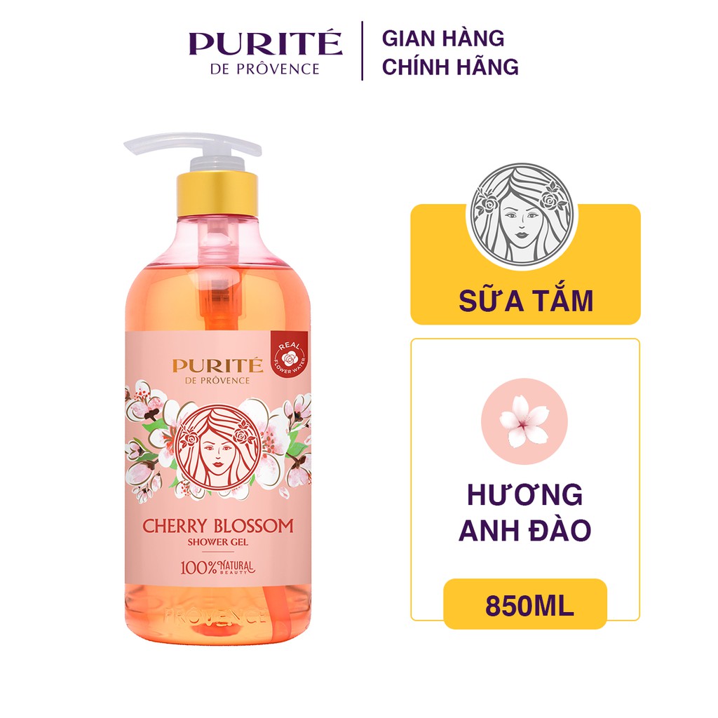 [Hàng Chính Hãng] Sữa Tắm Thiên Nhiên Purité Hương Hoa Anh Đào Pháp 850ml