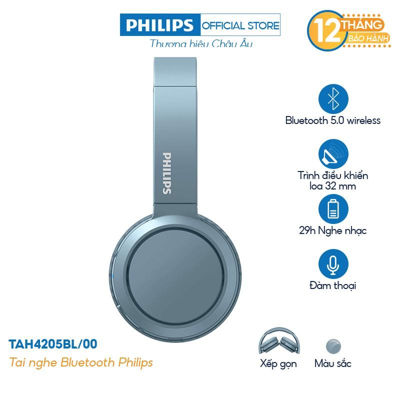 Tai nghe Philips TAH4205BL/00, Màu xanh, Bluetooth - Hàng nhập khẩu