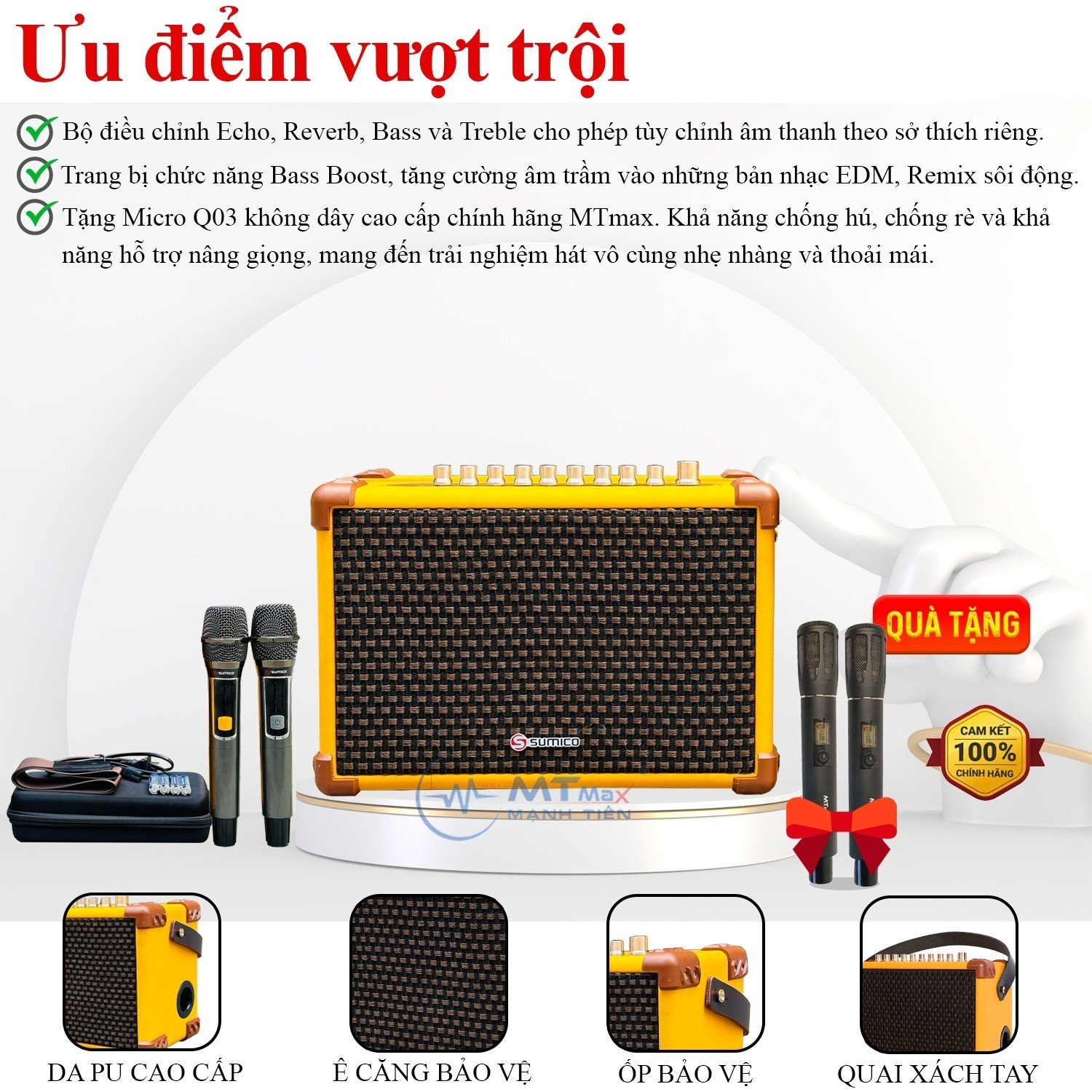 Loa Xách Tay Karaoke Sumico Bella 42 - Âm Thanh Vượt Trội, Thiết Kế Trẻ Trung, Tặng Micro Không Dây Q03 Chính Hãng, Bảo Hành 12 Tháng. Hàng chính hãng