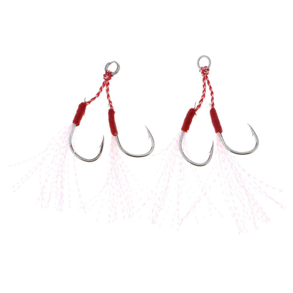 2pcs Stainless Steel Assist Hooks Sea Fishing Jigging Barbed Hooks 11