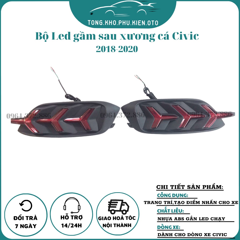 Độ đèn Led xương cá gầm sau xe HONDA CIVIC 2018 - 2020