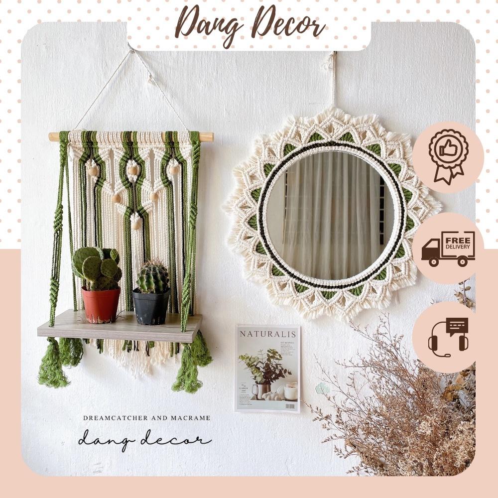 Set Gương và Kệ treo tường màu Xanh Olive phong cách Địa Trung Hải trang trí nhà cửa
