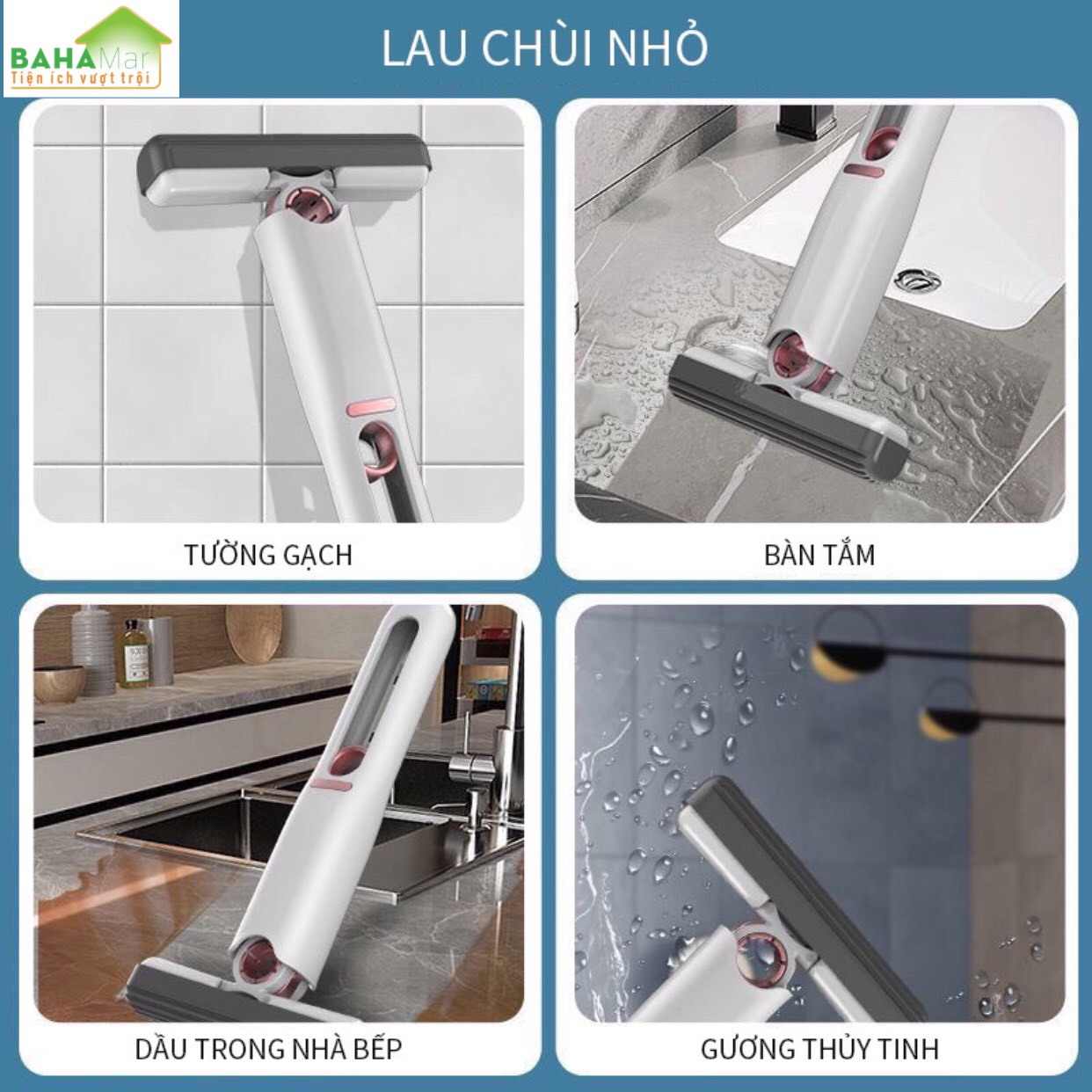 CÂY LAU MINI ĐA NĂNG VÀ THÔNG MINH TỰ VẮT GẤP GỌN SIÊU THẤM HÚT TIỆN DỤNG LAU DỌN "BAHAMAR" Làm sạch mạnh mẽ, có thể lau nhiều loại bề mặt : kính, đá, sàn nhà, sàn bếp, bàn vệ sinh, bàn học...