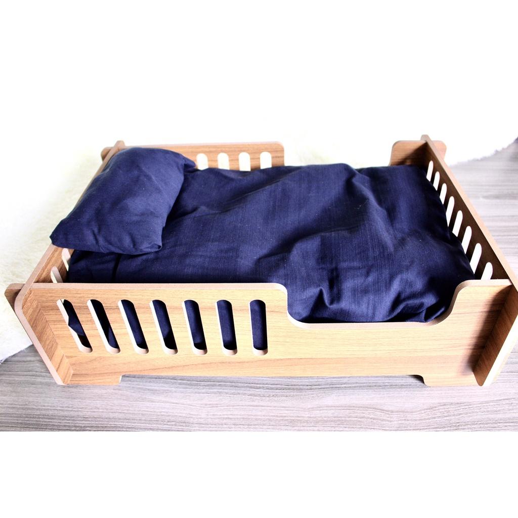 Giường ngủ gỗ cho pets lắp ráp không cần vít