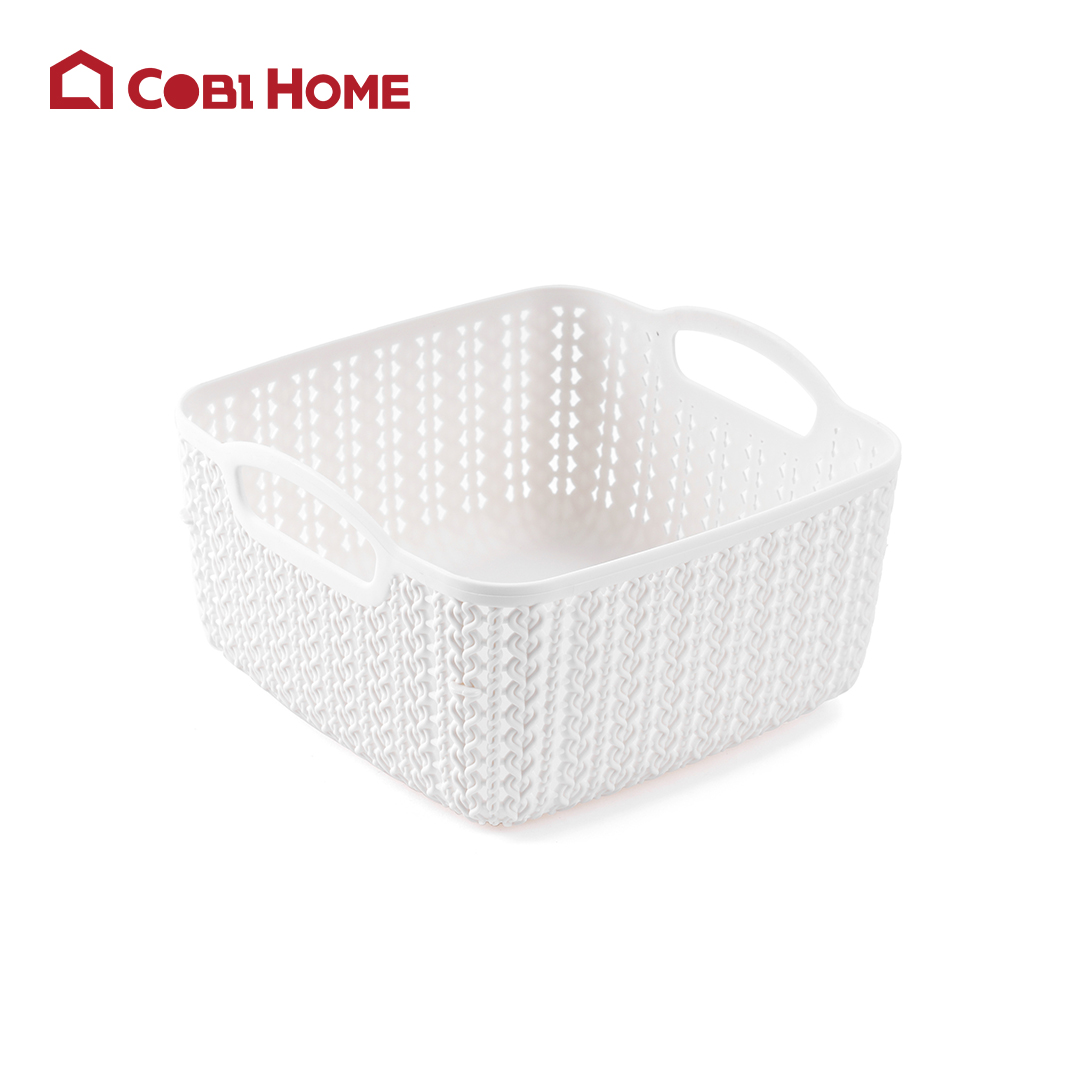 Giỏ nhựa Cobi Home đựng đồ đa năng giả đan hình chữ nhật cao cấp - 341125