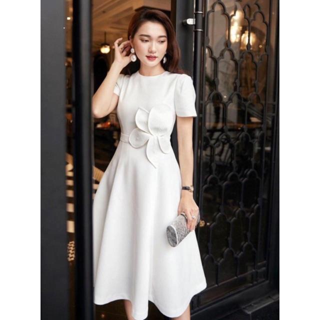 Có size XL đến 64kg - Đầm xoè lụa cao cấp kết hoa eo SANG TRỌNG MS82YMM MM