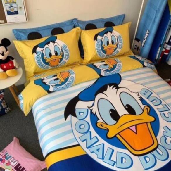 Bộ ga gối cotton hoạt hình Disney vịt Donald quà tặng dành cho bé yêu