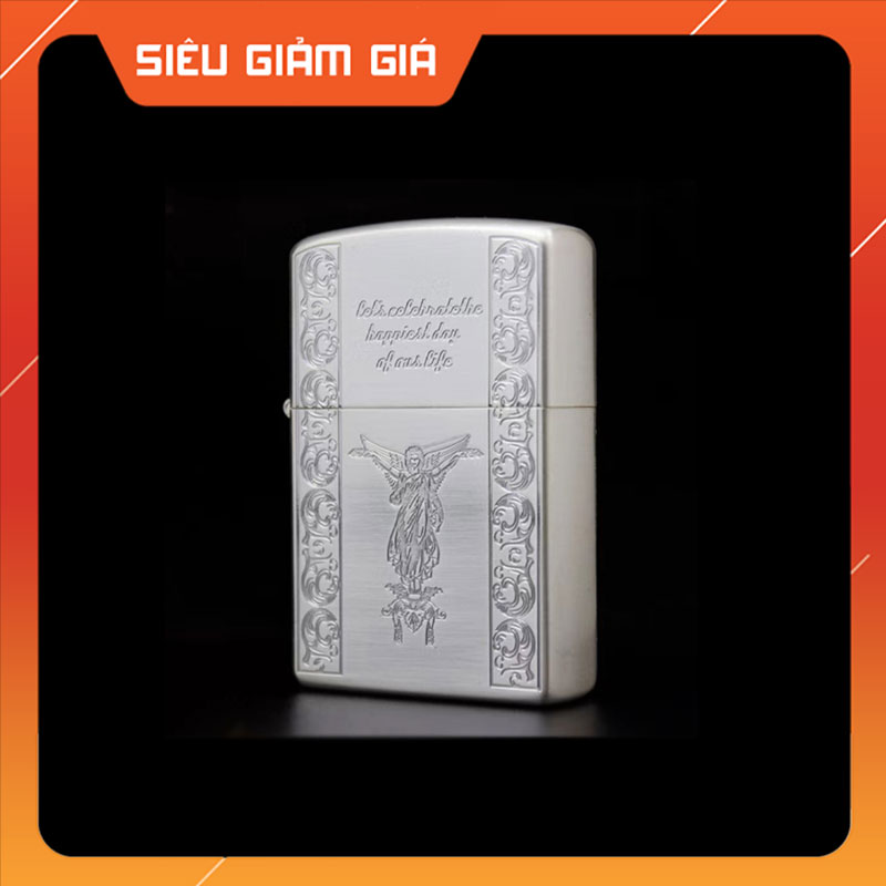 Hột Quẹt Bật Lửa Xăng Đá Chief CF1212Y Khắc Họa Hình Ảnh Thiên Thần Đẹp Độc Lạ Nắp Kín Giữ Xăng Tốt