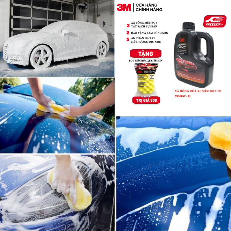 Xà bông rửa xe siêu bọt 3M Car Wash With Wax PN39000W- 1Lít