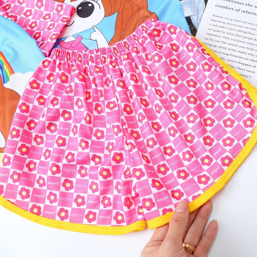 Bộ quần áo bé gái RAPLANG IN 3D dễ thương chất vải sill lạnh không nhăn k chảy xệ thoáng mát từ 12kg đến 30kg