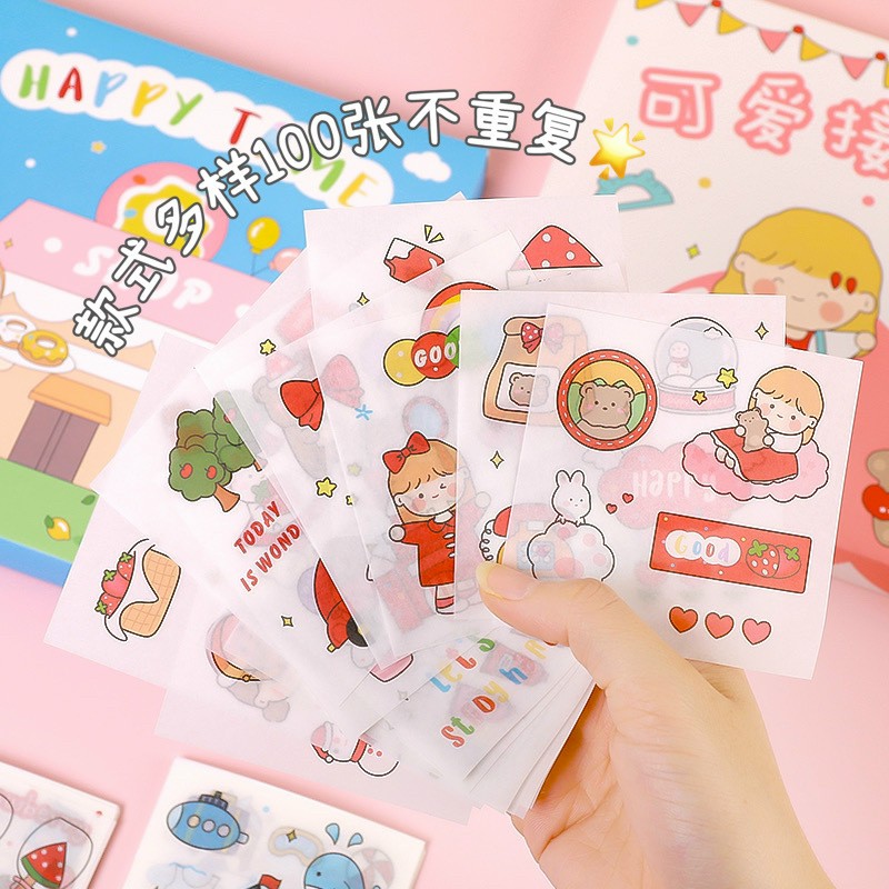 Sticker set 25 tấm hình dán trang trí sổ, album