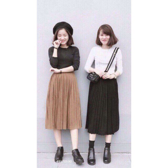 Chân váy XÒE DÀI DẬP LY Vintage siêu xinh