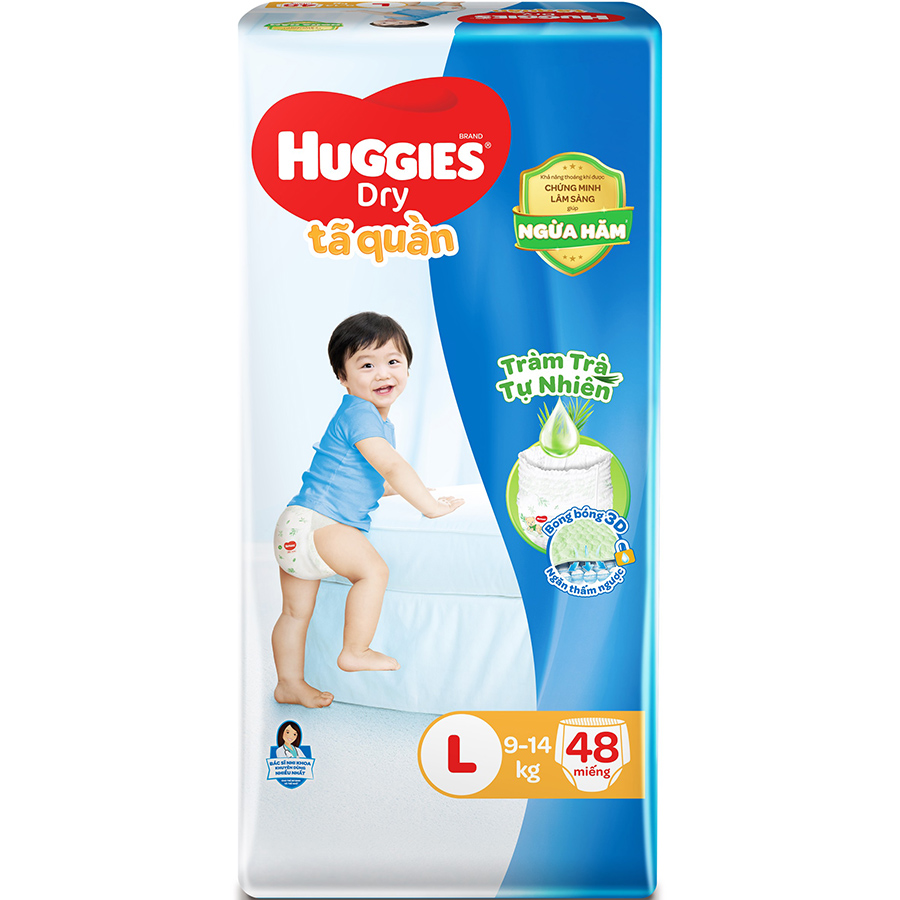 Combo 3 Gói Tã Quần Huggies Dry Tràm Trà Tự Nhiên Gói Đại