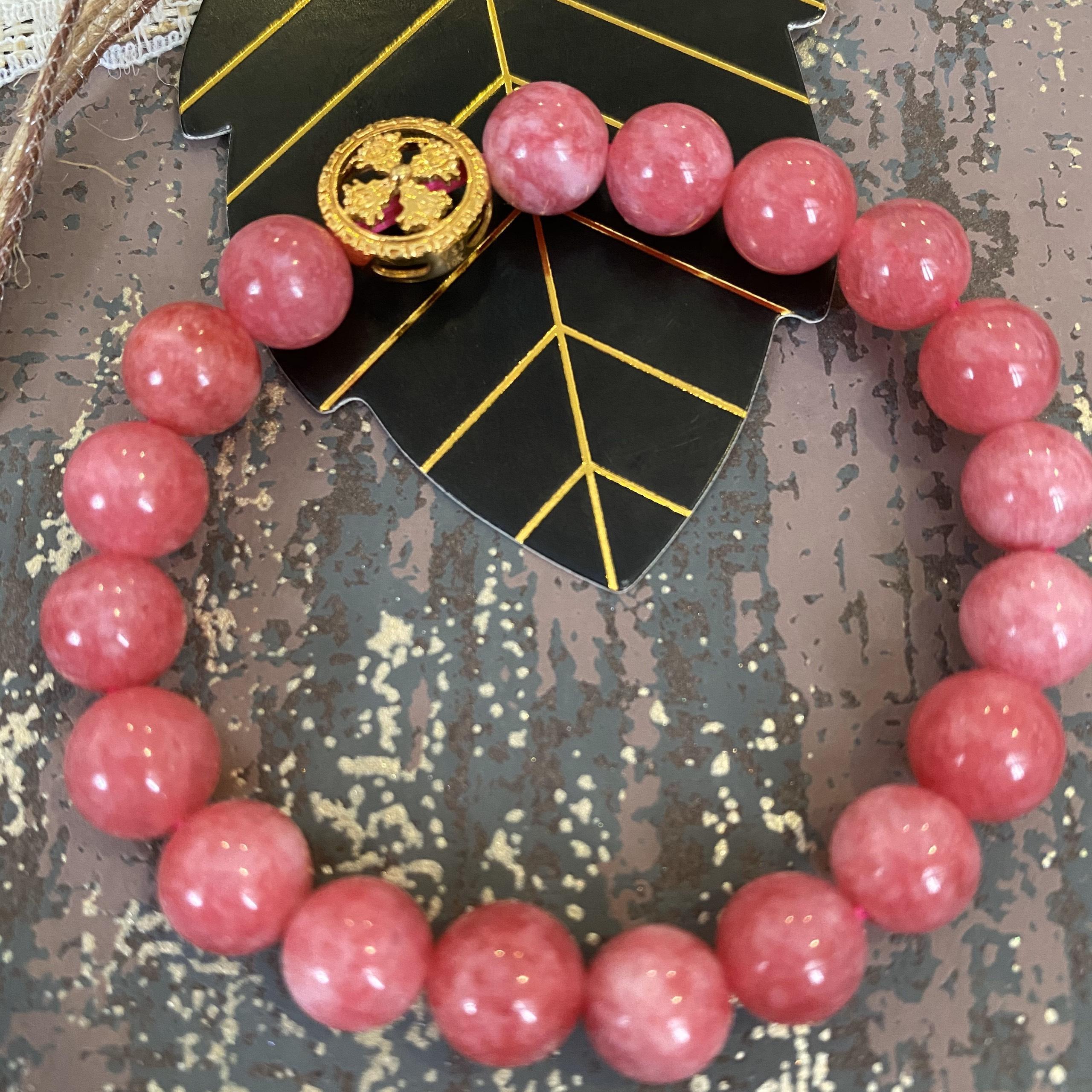Vòng Đá Thạch Anh Hồng 8 Ly Mix Charm Bánh Xe Pháp Luân 10K