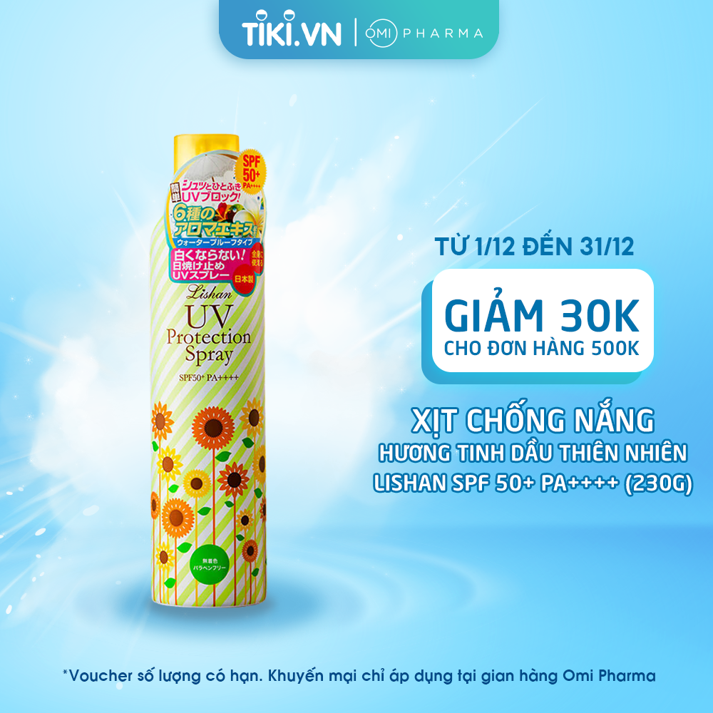 Xịt chống nắng hương tinh dầu thiên nhiên Lishan Nhật Bản SPF 50+ PA++++ (230g)