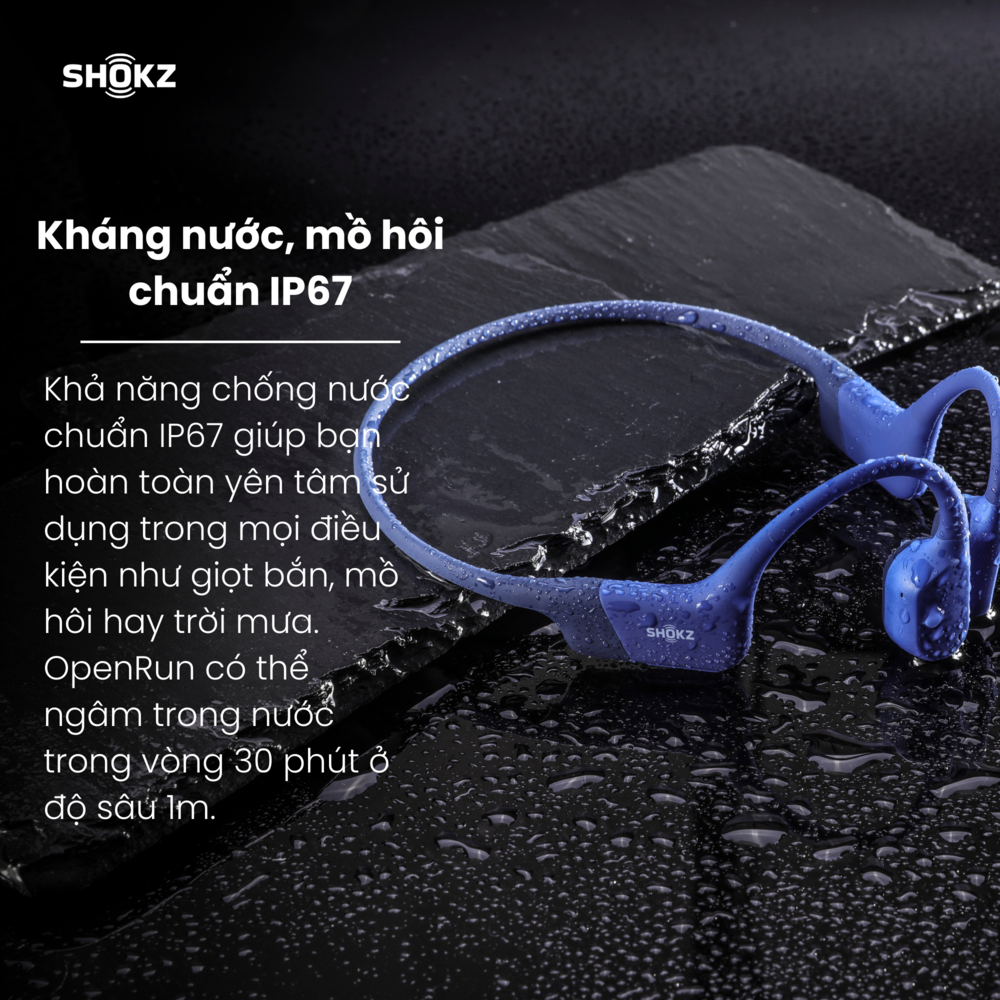 Tai Nghe Bluetooth Thể Thao Truyền Âm Thanh Qua Xương SHOKZ OPEN RUN S803 Màu Xanh Dương - Hàng chính hãng