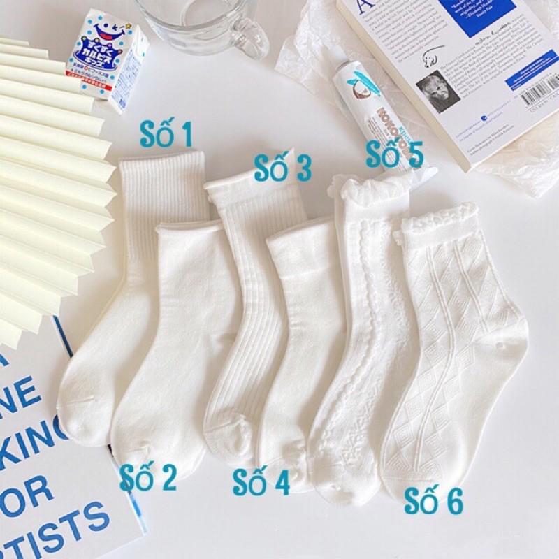 SET TẤT TRẮNG CAO CỔ NỮ REN BÈO TIỂU THƯ LOLITA TẤT CAO CỔ NAM NỮ TRẮNG TINH KHÔI