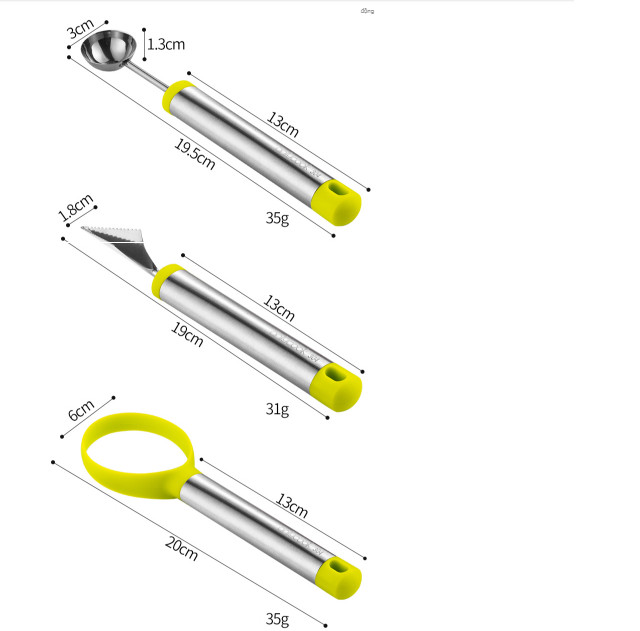 Set 3 dụng cụ gọt trái cây inox 304