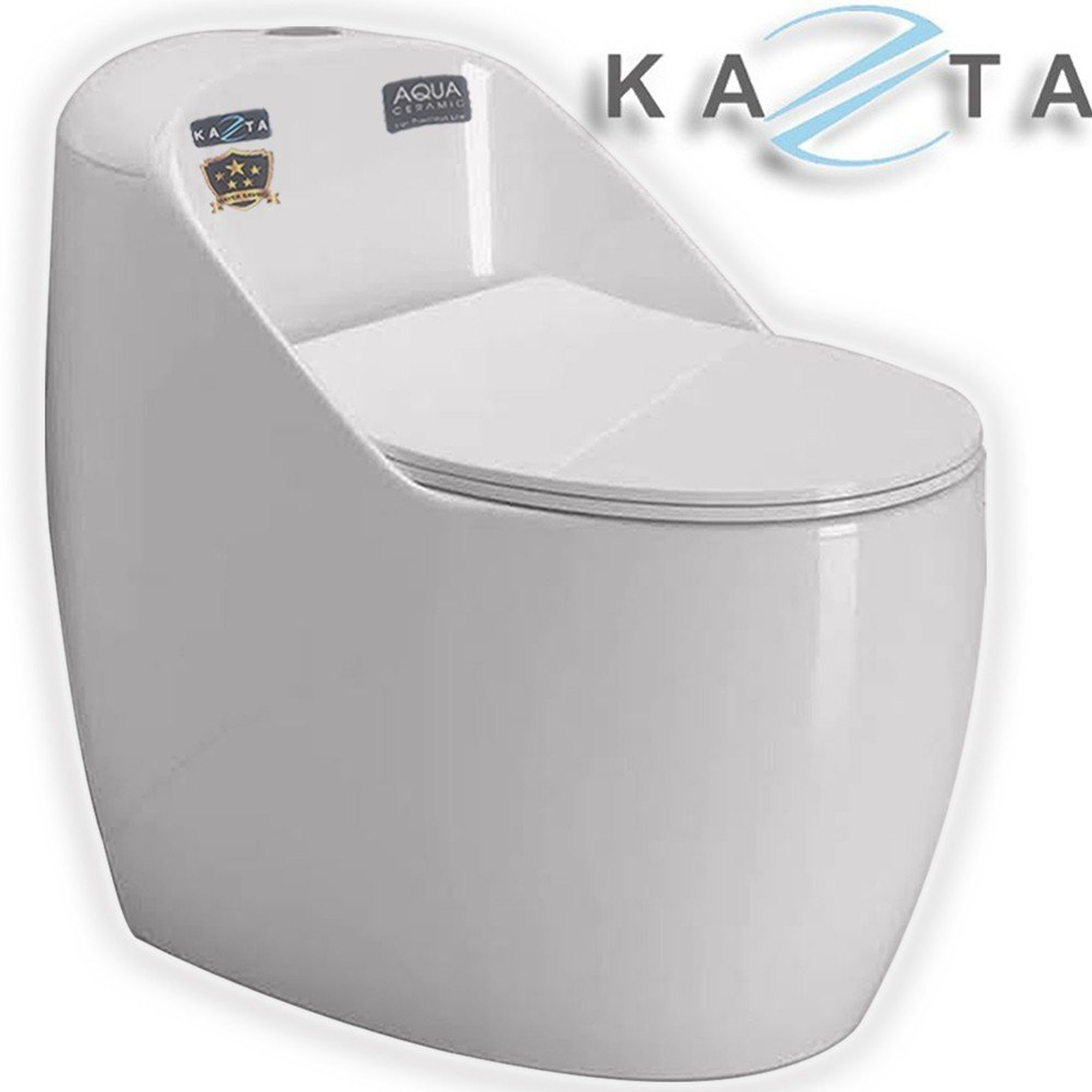 Combo Thiết Bị Nhà Tắm Cao Cấp KAZTA KZ-CBT01: Bồn Cầu Trứng Nắp Êm-Lavabo Đặt Bàn Đá-Sen Tắm Đứng Nóng Lạnh-Kèm Bộ Phụ Kiện Nhà Tắm