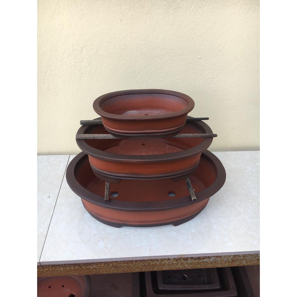Chậu bonsai Oval đất nung gốm Bát tràng 1 size BM-71