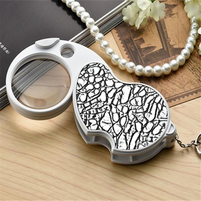 Kính Lúp 8X ️️ Kính Lúp 20X Móc Khóa Có Đèn Led Soi Vòng Đeo Tay, Đồ Phong Thủy