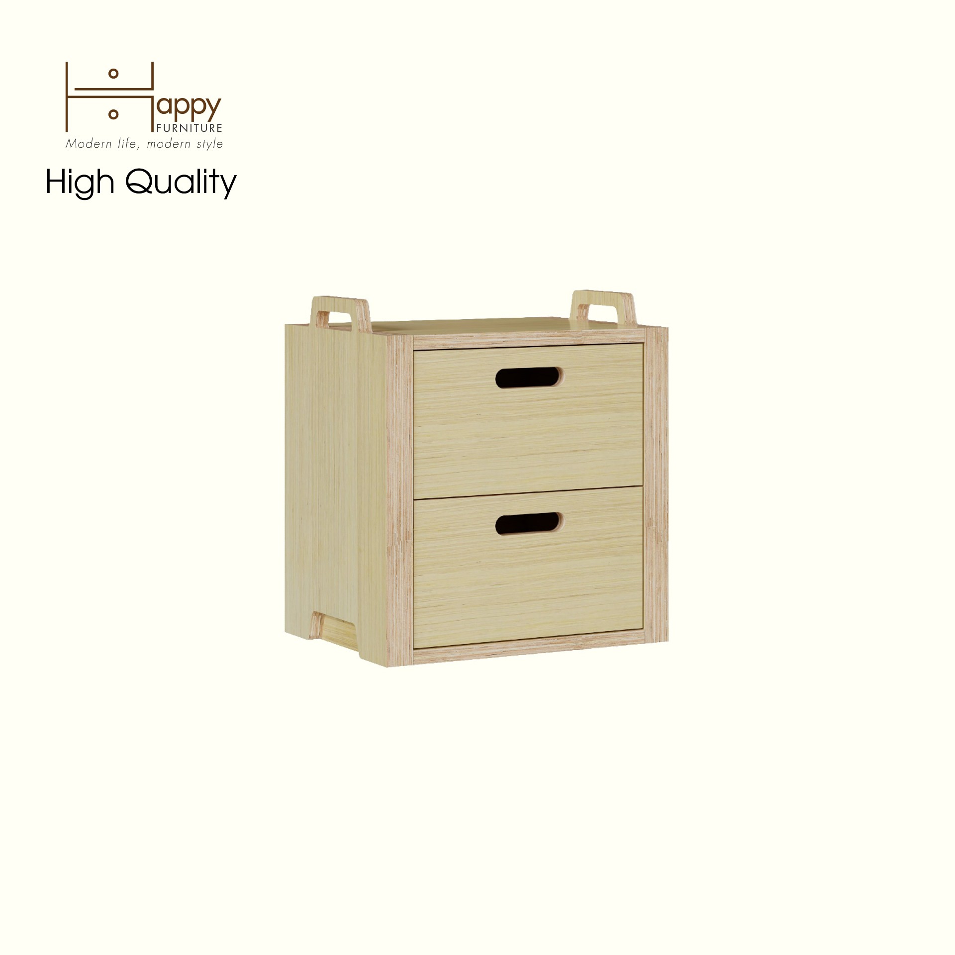 HAPPY FURNITURE , Gỗ tự nhiên , Thùng lưu trữ 2 ngăn kéo gỗ Plywood - GAMOR , TLT_031 , 40cm x 30cm x 44cm DxRxC