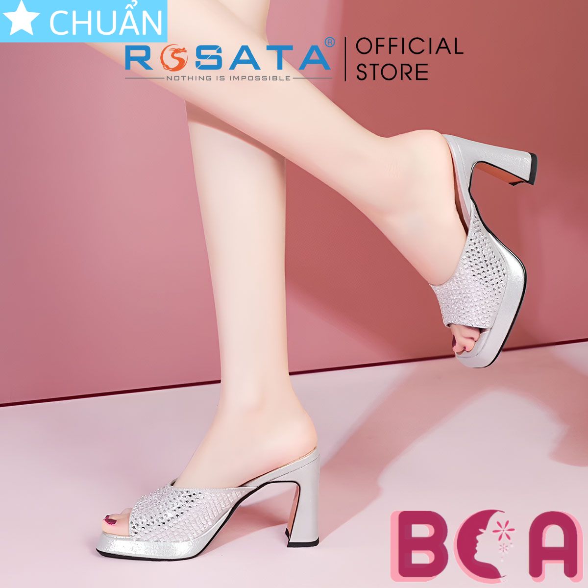 Sục nữ đi tiệc cao gót 8 phân RO638 ROSATA tại BCASHOP đính đá lấp lánh vừa sang vừa tôn dáng vừa tôn da, siêu xinh