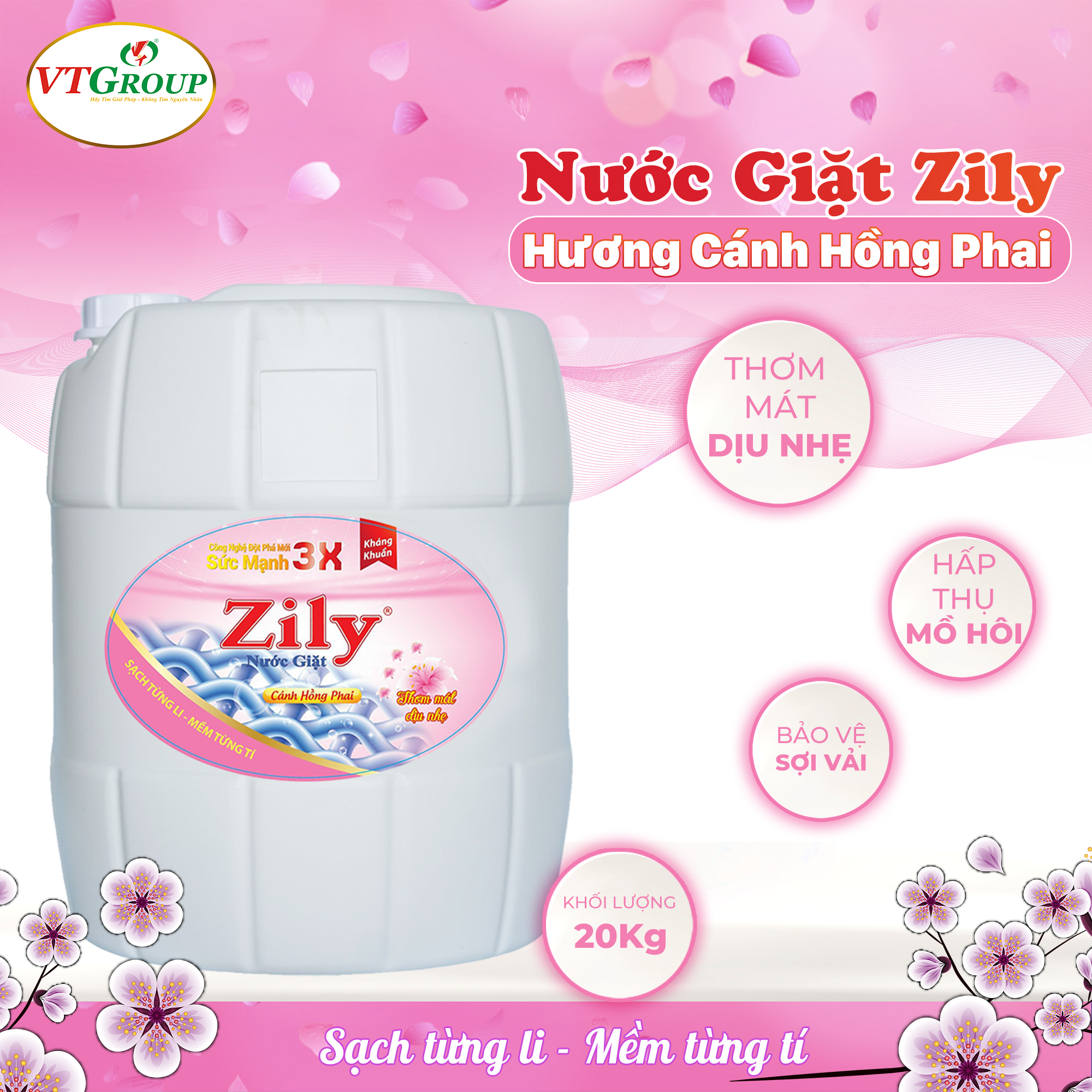 Nước giặt Zily can 20kg (Can) - Tặng 1 can xả vải 5kg biển tình