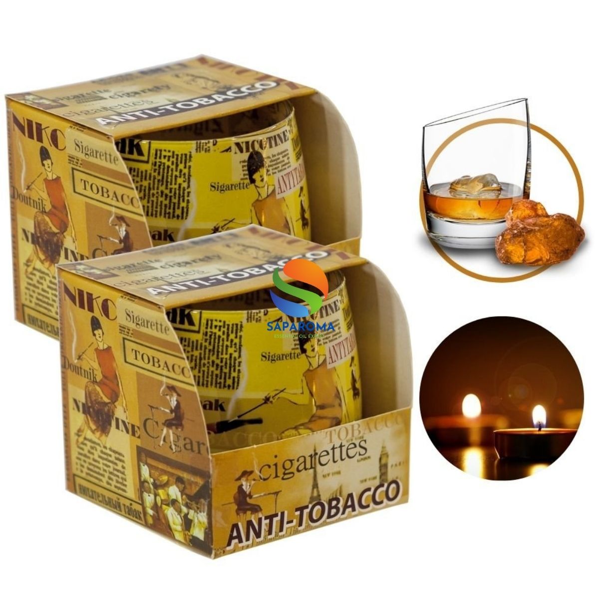 Combo 2 ly nến thơm tinh dầu Bartek Anti Tobacco 100g - hương hổ phách, nến trang trí, thơm phòng, thư giãn, hỗ trợ khử mùi