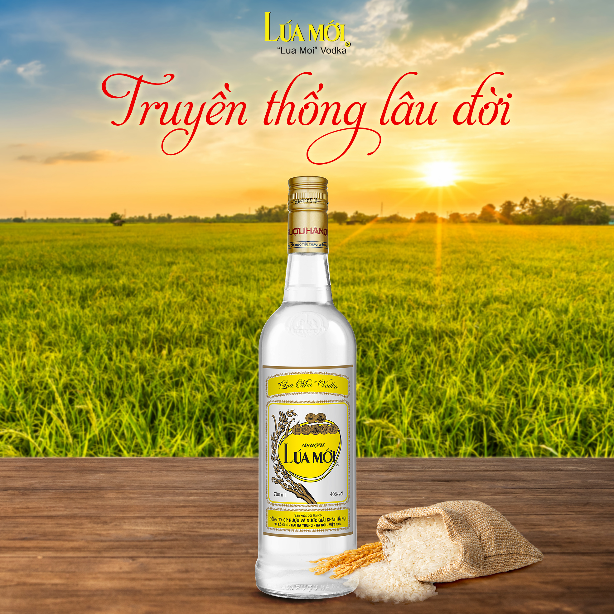 Rượu Lúa Mới HALICO nồng độ 40% chai 700ml không kèm hộp