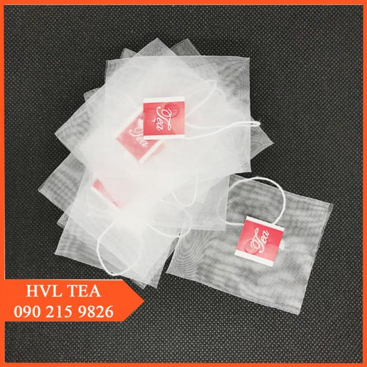 Túi Lọc Trà Lưới Tam Giác, 100 Túi Lưới Lọc Trà Hàn Nhiệt, Có Dây Nhúng