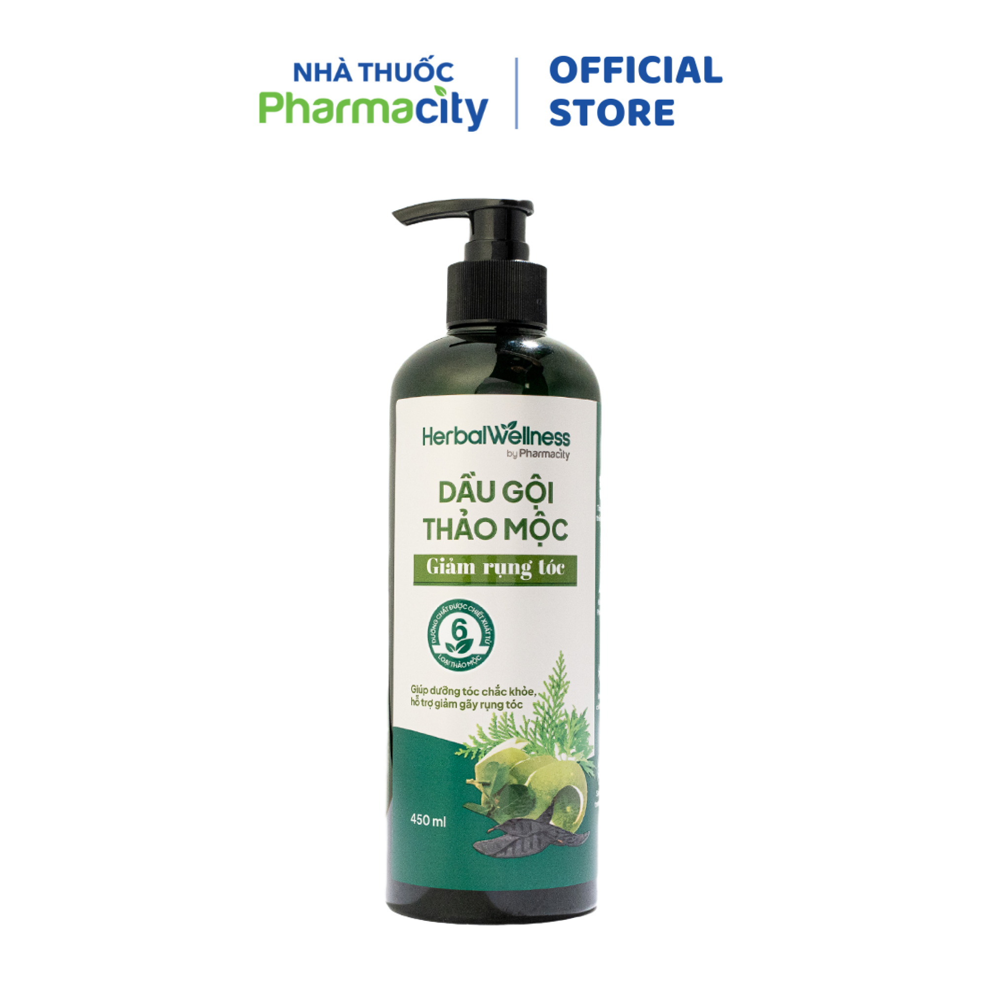 Dầu gội thảo mộc giảm rụng tóc Herbal Wellness by Pharmacity chai 450ml
