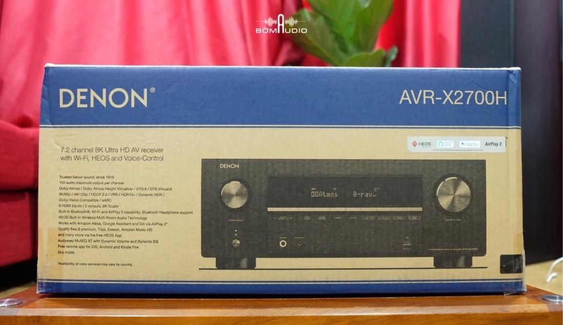 DENON AVR-X2700H | Ampli Xem Phim Nghe Nhạc Chuẩn 8K - 7.2 Kênh x 95W - Hỗ Trợ Âm Thanh 3D Dolby Atmos, Công Nghệ Ảo Hóa Độ Cao, DTS: X và DTS Virtual: X  - Nghe Nhạc Đa Phòng HEOS - Trợ Lý Ảo Alexa, Google, Apple Siri | Hàng Chính Hãng _ Mới 100%