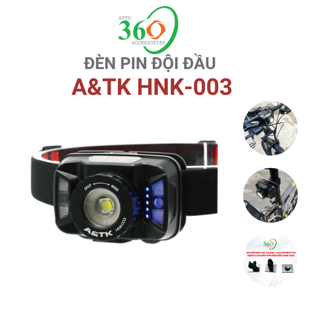 Đèn Pin Đội Đầu A&amp;TK HNK-003, Đèn Pin Đội Đầu Siêu Sáng 5 Chế Độ, Cảm Biến Chuyển Động, Chống Nước