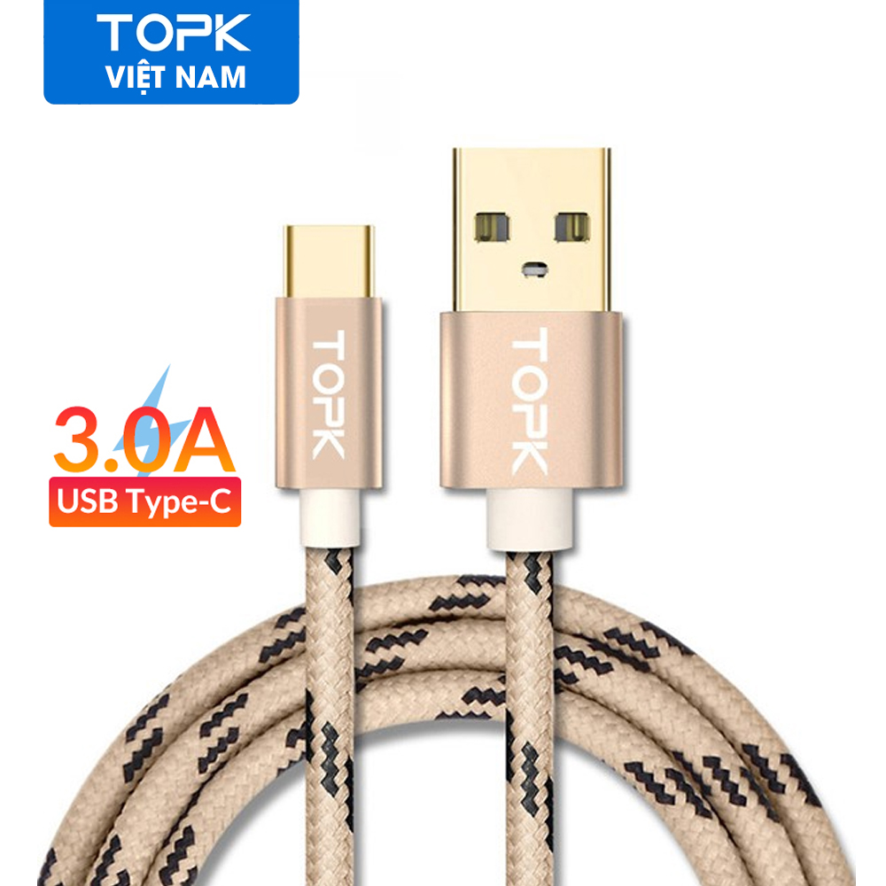 [HÀNG CHÍNH HÃNG] Cáp sạc nhanh TOPK AN09 USB- Type C Đồng Bộ Hóa Dữ Liệu Bện Nylon Dành Cho Samsung S10 Huawei P20 Xiaomi 10,...- Phân phối bởi TOPK VIỆT NAM