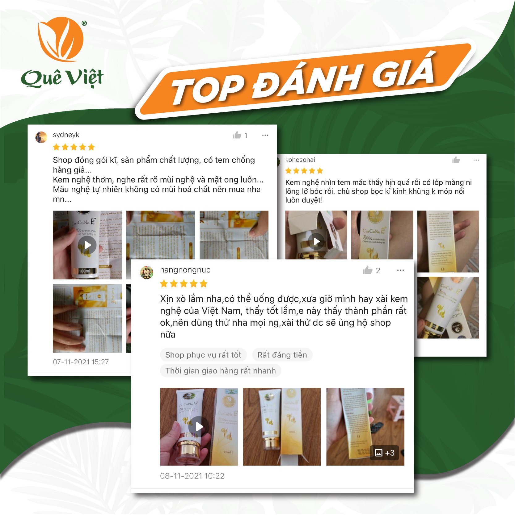 Kem nghệ CurcuNa E+ Quê Việt chiết xuất thiên nhiên làm mờ thâm, nám, tàn nhang, ngăn ngừa mụn (2 X 100ml/tuýp)