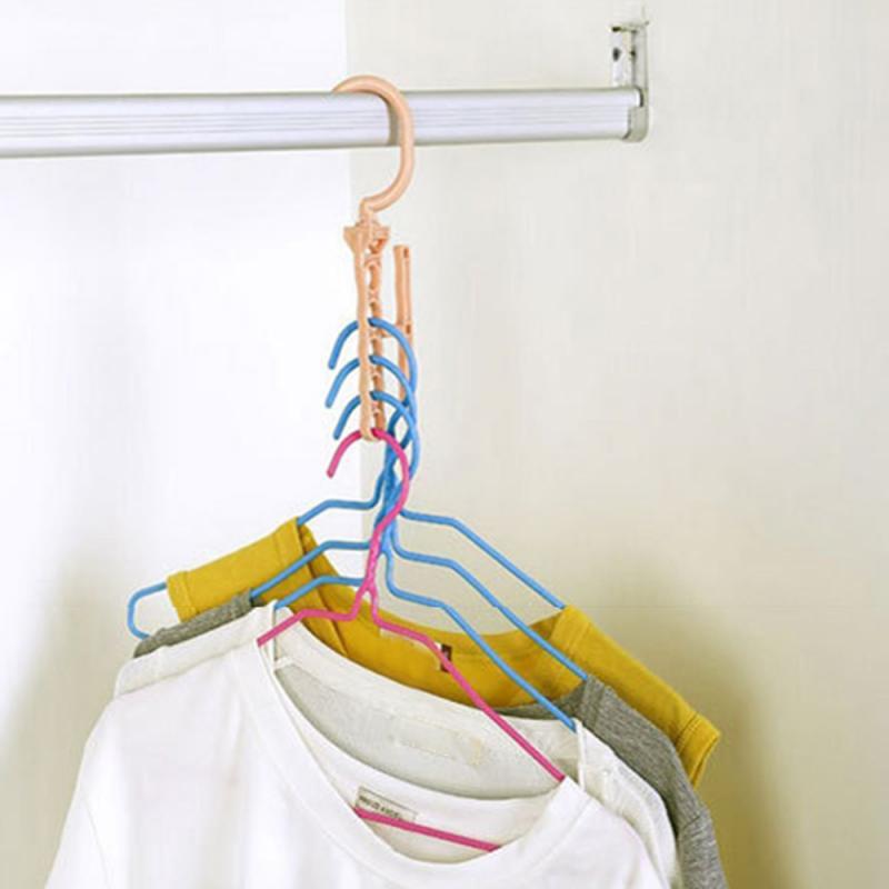 Rotating Five-hole Clothes Rack Clothes Hanger Organizer Fixed Holder Storage Racks Buckle Hanger Anti-Slip Home Closet Organize