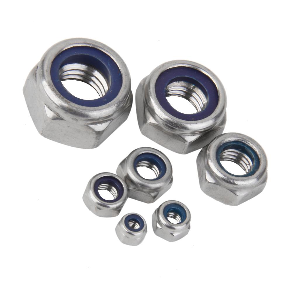 2x10Pcs M5 Stainless Steel A2 Nylon Collar Insert Self-lock Nuts Bolts Screws