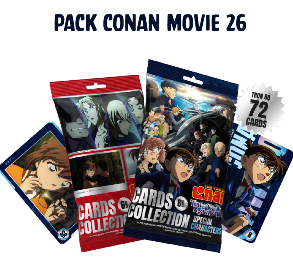 Cards Collection Conan Movie 26: Tàu Ngầm Sắt Màu Đen - Thẻ nhân vật phiên bản giới hạn - Thám tử lừng danh - Xanh đỏ
