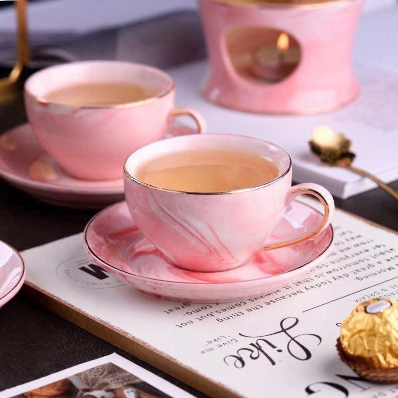 Bộ Ấm Chén Sứ Cao Cấp Màu Hồng Pastel - Phong Cách Hoàng Gia hàng chính hãng