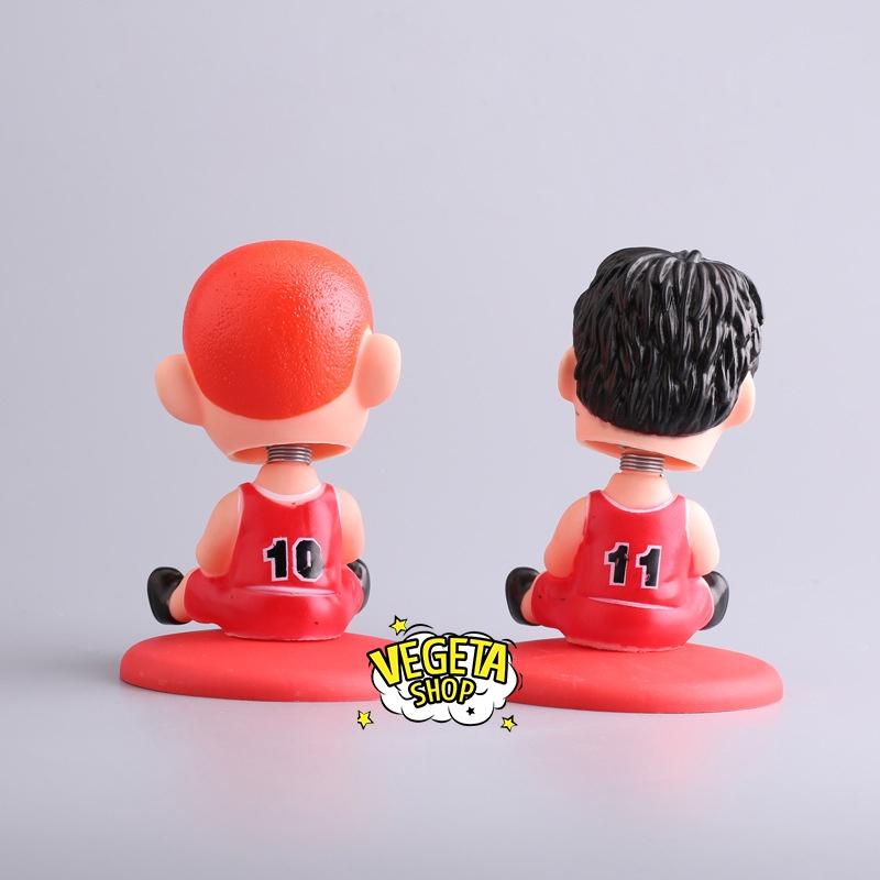 Mô hình Slam Dunk - Mô hình cầu thủ bóng rổ Hanamichi Sakuragi & Rukawa Kaede - Mô hình gật gù có lò xo ở đầu - Cao 11cm