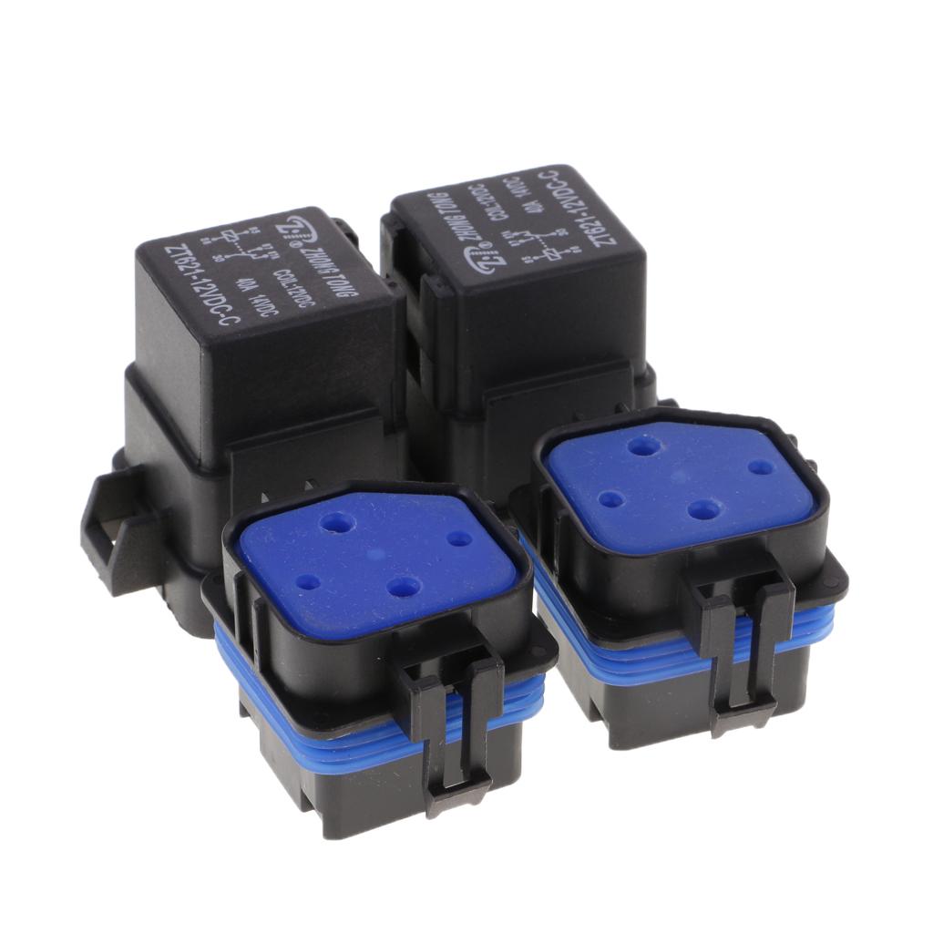 4 Set of 40A 12V 5 Pin Relay Socket Base Terminals for Car Motorcycle Boat
