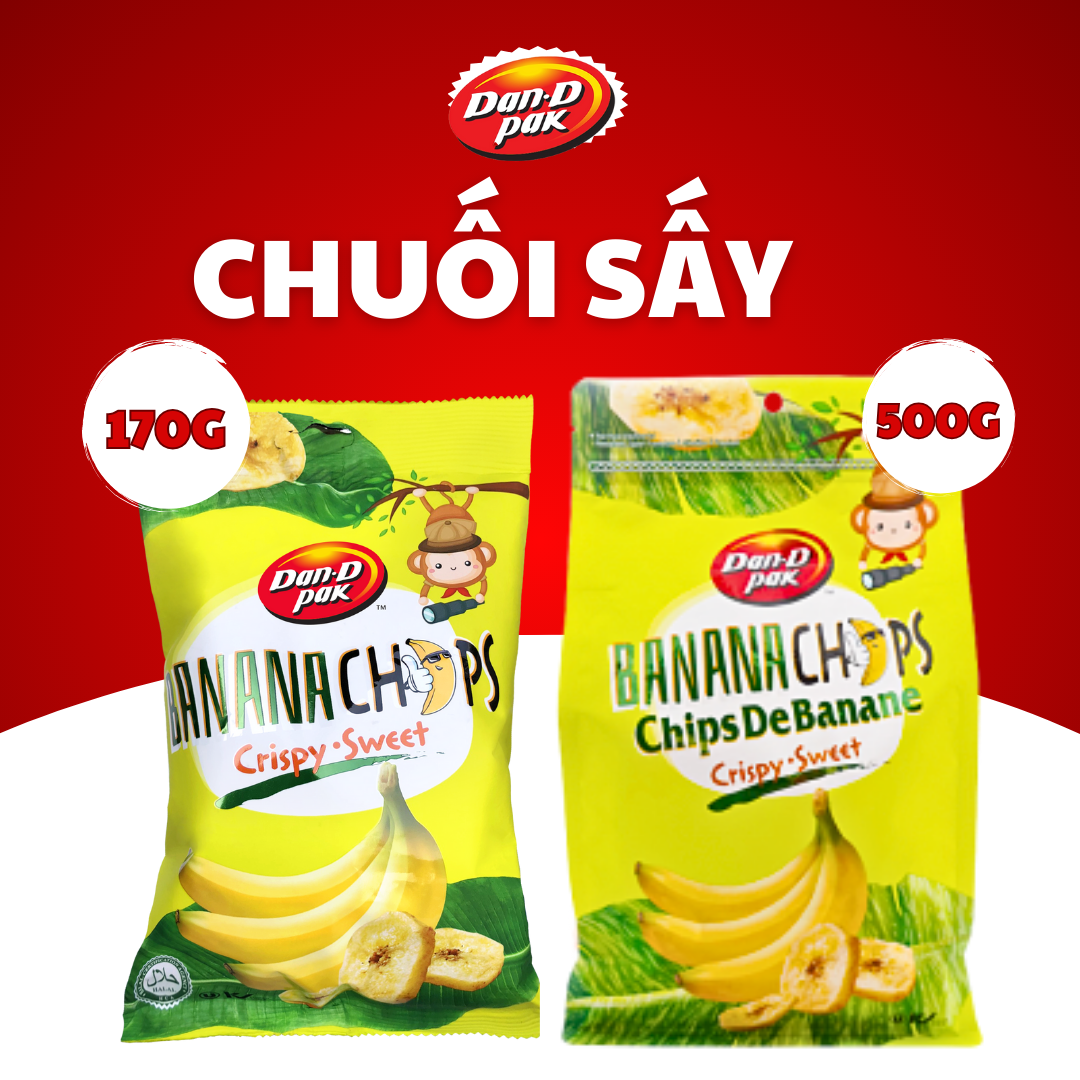 Combo 5 Túi Chuối Sấy 170G Tặng Đậu Phộng Cốt Dừa 170g Dan-D Pak