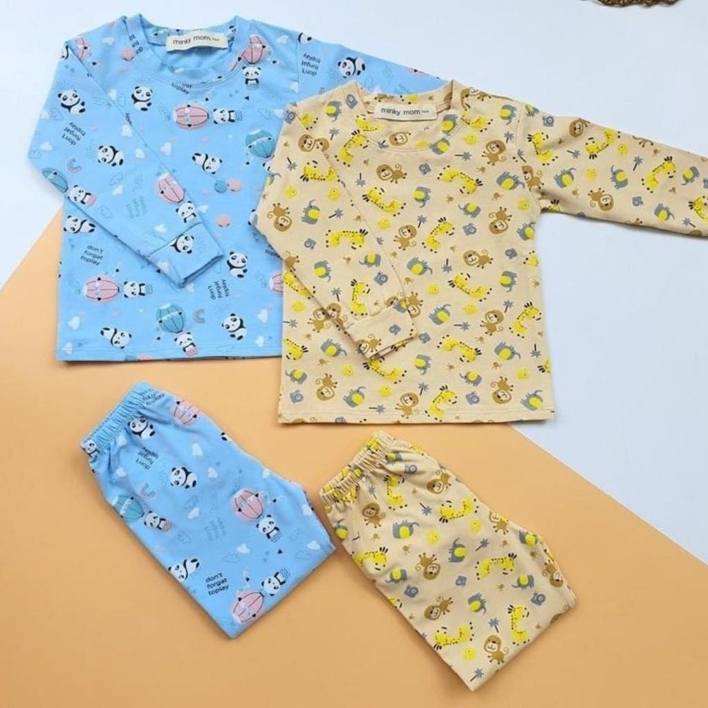 Bộ Thu Đông Dài Tay Cho Bé Bộ Minky Mom Dài Tay Cho Bé Trai Bé Gái Với Họa Tiết Siêu Đáng Yêu Chất Thun Lạnh .