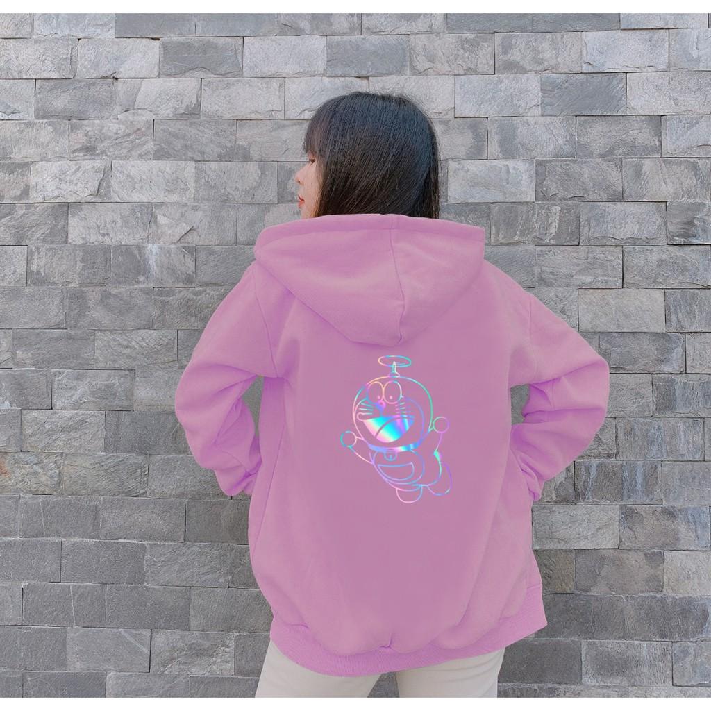 Áo hoodie Unisex dạ quang - Áo khoác nỉ phản quang họa tiết Doremon in cao cấp